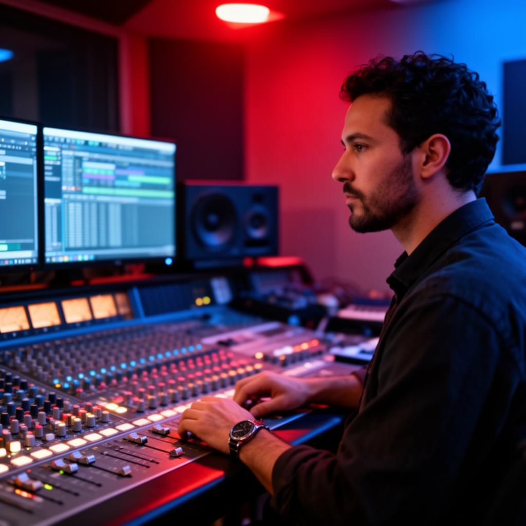 Producer mixing music